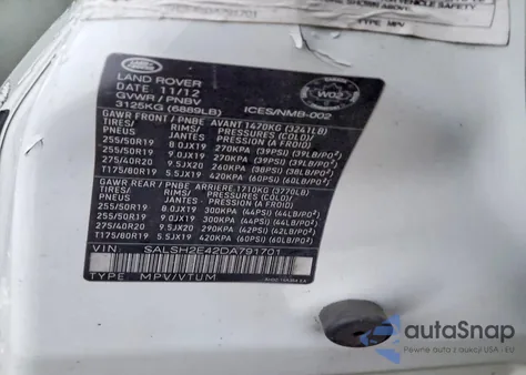 2013 Land Rover Range Rover Sport Sc from USA, damaged, VIN SALSH2E42DA791701